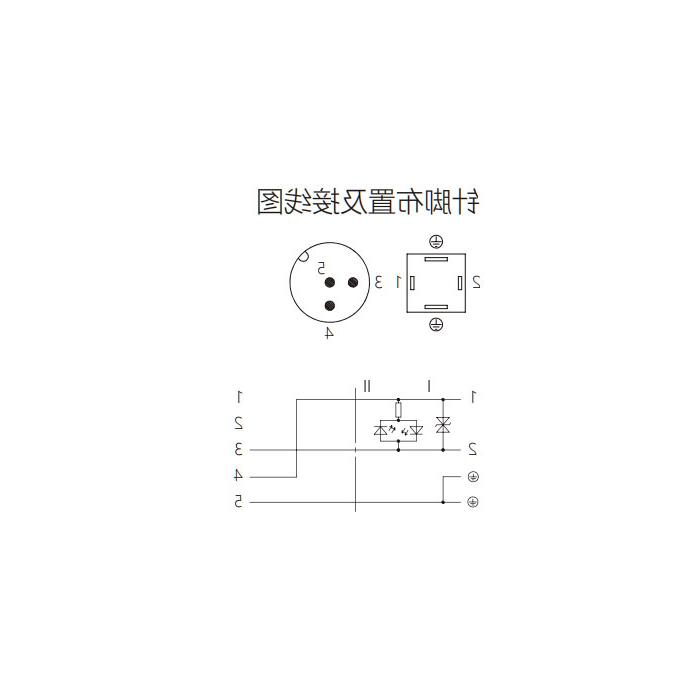 阀门插头类型C，工业，9.4 mm，4Pin/M12公头直型、双端预铸PUR柔性电缆、黑色护套、6VC061-XXX